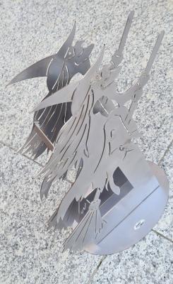 Preview: Gartendeko - Hexe auf Besen in 3D