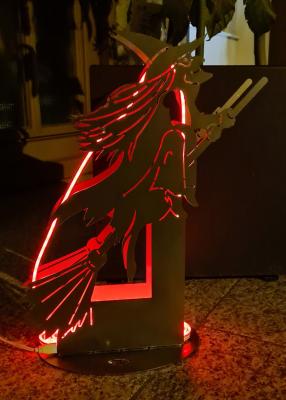 Preview: Gartendeko - Hexe auf Besen in 3D