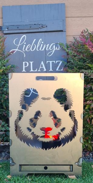 Feuertonne mit Pandamotiv